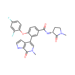 CN1CC[C@@H](NC(=O)c2ccc(Oc3ccc(F)cc3F)c(-c3cn(C)c(=O)c4[nH]ccc34)c2)C1=O ZINC000146714395