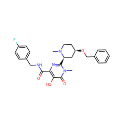 CN1CC[C@@H](OCc2ccccc2)C[C@H]1c1nc(C(=O)NCc2ccc(F)cc2)c(O)c(=O)n1C ZINC000014979235