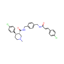 CN1CC[C@@H](c2ccc(Cl)cc2)[C@H](C(=O)NCc2ccc(CNC(=O)/C=C/c3ccc(Cl)cc3)cc2)C1 ZINC000026651010