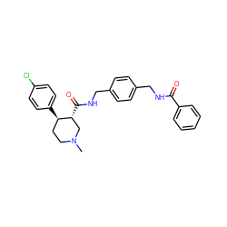 CN1CC[C@@H](c2ccc(Cl)cc2)[C@H](C(=O)NCc2ccc(CNC(=O)c3ccccc3)cc2)C1 ZINC000026659763