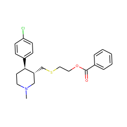 CN1CC[C@@H](c2ccc(Cl)cc2)[C@H](CSCCOC(=O)c2ccccc2)C1 ZINC000013677486