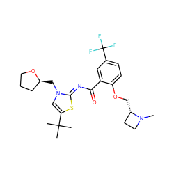 CN1CC[C@@H]1COc1ccc(C(F)(F)F)cc1C(=O)/N=c1\sc(C(C)(C)C)cn1C[C@H]1CCCO1 ZINC000168043938