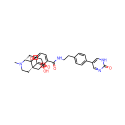 CN1CC[C@]23CC(=O)CC[C@@]2(O)[C@H]1Cc1ccc(C(=O)NCCc2ccc(-c4cnc(=O)[nH]c4)cc2)c(O)c13 ZINC000147450209