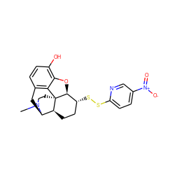 CN1CC[C@]23c4c5ccc(O)c4O[C@H]2[C@H](SSc2ccc([N+](=O)[O-])cn2)CC[C@H]3[C@H]1C5 ZINC000034208844