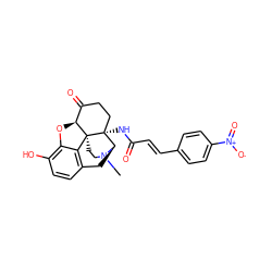 CN1CC[C@]23c4c5ccc(O)c4O[C@H]2C(=O)CC[C@@]3(NC(=O)/C=C/c2ccc([N+](=O)[O-])cc2)[C@H]1C5 ZINC000026937939