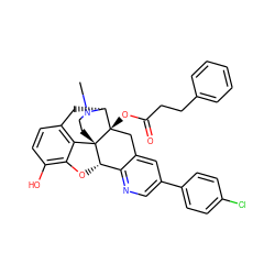 CN1CC[C@]23c4c5ccc(O)c4O[C@H]2c2ncc(-c4ccc(Cl)cc4)cc2C[C@@]3(OC(=O)CCc2ccccc2)[C@H]1C5 ZINC000095578599