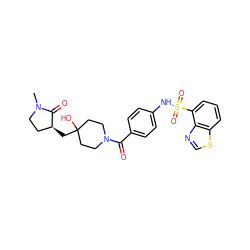 CN1CC[C@H](CC2(O)CCN(C(=O)c3ccc(NS(=O)(=O)c4cccc5scnc45)cc3)CC2)C1=O ZINC000221280370