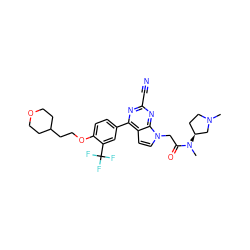 CN1CC[C@H](N(C)C(=O)Cn2ccc3c(-c4ccc(OCCC5CCOCC5)c(C(F)(F)F)c4)nc(C#N)nc32)C1 ZINC001772586108