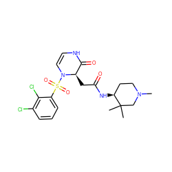 CN1CC[C@H](NC(=O)C[C@@H]2C(=O)NC=CN2S(=O)(=O)c2cccc(Cl)c2Cl)C(C)(C)C1 ZINC000082158135