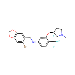 CN1CC[C@H](Oc2cc(NCc3cc4c(cc3Br)OCO4)ccc2C(F)(F)F)C1 ZINC000095605572