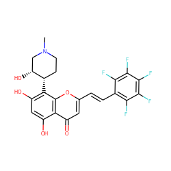 CN1CC[C@H](c2c(O)cc(O)c3c(=O)cc(/C=C/c4c(F)c(F)c(F)c(F)c4F)oc23)[C@H](O)C1 ZINC000218613001