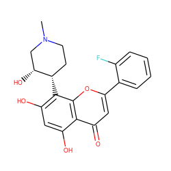 CN1CC[C@H](c2c(O)cc(O)c3c(=O)cc(-c4ccccc4F)oc23)[C@H](O)C1 ZINC000140899420