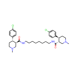 CN1CC[C@H](c2ccc(Cl)cc2)[C@@H](C(=O)NCCCCCCCCNC(=O)[C@H]2CN(C)CC[C@@H]2c2ccc(Cl)cc2)C1 ZINC000029390738