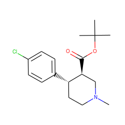 CN1CC[C@H](c2ccc(Cl)cc2)[C@@H](C(=O)OC(C)(C)C)C1 ZINC000013579442