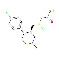 CN1CC[C@H](c2ccc(Cl)cc2)[C@@H](C[S@@+]([O-])CC(N)=O)C1 ZINC000013584867