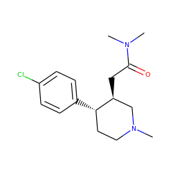 CN1CC[C@H](c2ccc(Cl)cc2)[C@@H](CC(=O)N(C)C)C1 ZINC000013579475