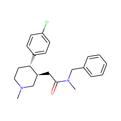 CN1CC[C@H](c2ccc(Cl)cc2)[C@@H](CC(=O)N(C)Cc2ccccc2)C1 ZINC000013579479