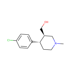 CN1CC[C@H](c2ccc(Cl)cc2)[C@@H](CO)C1 ZINC000013474999