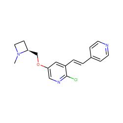 CN1CC[C@H]1COc1cnc(Cl)c(/C=C/c2ccncc2)c1 ZINC000013474396