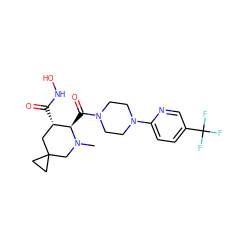 CN1CC2(CC2)C[C@H](C(=O)NO)[C@H]1C(=O)N1CCN(c2ccc(C(F)(F)F)cn2)CC1 ZINC000040973623