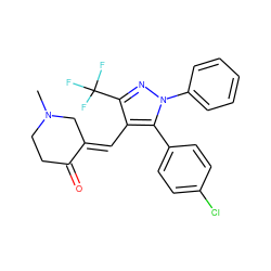 CN1CCC(=O)/C(=C/c2c(C(F)(F)F)nn(-c3ccccc3)c2-c2ccc(Cl)cc2)C1 ZINC000071333259