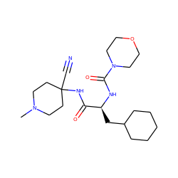 CN1CCC(C#N)(NC(=O)[C@H](CC2CCCCC2)NC(=O)N2CCOCC2)CC1 ZINC000013918552