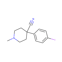 CN1CCC(C#N)(c2ccc(I)cc2)CC1 ZINC000013610033