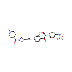 CN1CCC(C(=O)N2CC(C#Cc3ccc4c(=O)c(-c5ccc(NS(C)(=O)=O)cc5)coc4c3)C2)CC1 ZINC000169700865