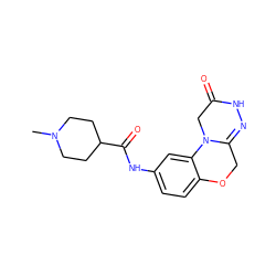 CN1CCC(C(=O)Nc2ccc3c(c2)N2CC(=O)NN=C2CO3)CC1 ZINC000299821241