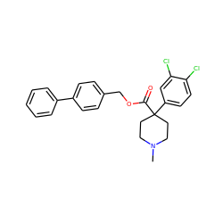 CN1CCC(C(=O)OCc2ccc(-c3ccccc3)cc2)(c2ccc(Cl)c(Cl)c2)CC1 ZINC000064559768