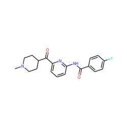 CN1CCC(C(=O)c2cccc(NC(=O)c3ccc(F)cc3)n2)CC1 ZINC000038477066