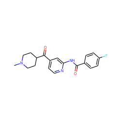 CN1CCC(C(=O)c2ccnc(NC(=O)c3ccc(F)cc3)c2)CC1 ZINC000473099796