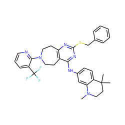 CN1CCC(C)(C)c2ccc(Nc3nc(SCc4ccccc4)nc4c3CCN(c3ncccc3C(F)(F)F)CC4)cc21 ZINC000149027250