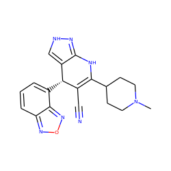 CN1CCC(C2=C(C#N)[C@H](c3cccc4nonc34)c3c[nH]nc3N2)CC1 ZINC000013975648