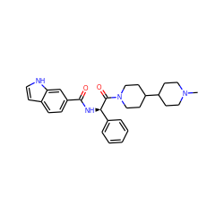 CN1CCC(C2CCN(C(=O)[C@H](NC(=O)c3ccc4cc[nH]c4c3)c3ccccc3)CC2)CC1 ZINC000028957248