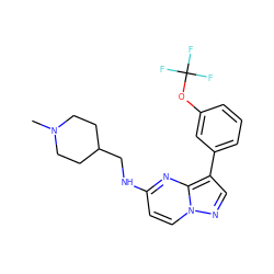 CN1CCC(CNc2ccn3ncc(-c4cccc(OC(F)(F)F)c4)c3n2)CC1 ZINC000113134238