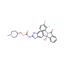 CN1CCC(COC(=O)Nc2nc3cc([C@]4(O)c5ccccc5C(=O)N4c4cccc(Cl)c4F)ccc3[nH]2)CC1 ZINC000117130988