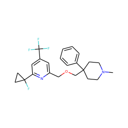 CN1CCC(COCc2cc(C(F)(F)F)cc(C3(F)CC3)n2)(c2ccccc2)CC1 ZINC000095587112