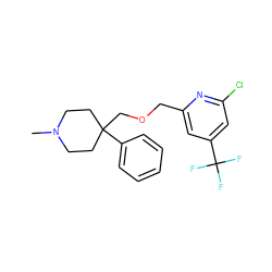 CN1CCC(COCc2cc(C(F)(F)F)cc(Cl)n2)(c2ccccc2)CC1 ZINC000095589597