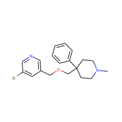 CN1CCC(COCc2cncc(Br)c2)(c2ccccc2)CC1 ZINC000095589459