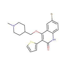 CN1CCC(COc2c(-c3cccs3)c(=O)[nH]c3ccc(Br)cc23)CC1 ZINC000114875232