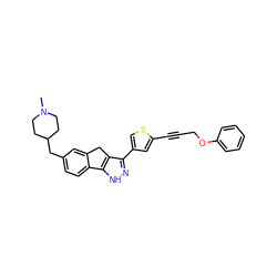 CN1CCC(Cc2ccc3c(c2)Cc2c(-c4csc(C#CCOc5ccccc5)c4)n[nH]c2-3)CC1 ZINC000028639432