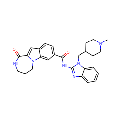 CN1CCC(Cn2c(NC(=O)c3ccc4cc5n(c4c3)CCCNC5=O)nc3ccccc32)CC1 ZINC000147824696