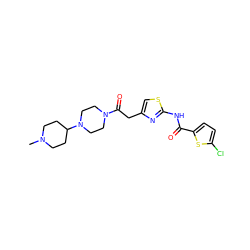 CN1CCC(N2CCN(C(=O)Cc3csc(NC(=O)c4ccc(Cl)s4)n3)CC2)CC1 ZINC000043122366