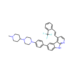 CN1CCC(N2CCN(c3ccc(-c4ccc5[nH]c6nccc(/C=C/c7ccccc7C(F)(F)F)c6c5c4)cc3)CC2)CC1 ZINC000142812566