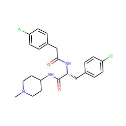 CN1CCC(NC(=O)[C@@H](Cc2ccc(Cl)cc2)NC(=O)Cc2ccc(Cl)cc2)CC1 ZINC000072176293