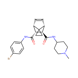 CN1CCC(NC(=O)[C@H]2[C@H](C(=O)Nc3ccc(Br)cc3)[C@@H]3C=C[C@H]2C32CC2)CC1 ZINC000222851886