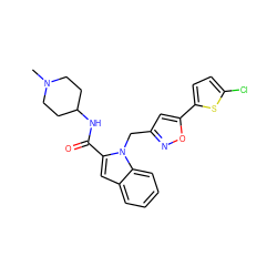 CN1CCC(NC(=O)c2cc3ccccc3n2Cc2cc(-c3ccc(Cl)s3)on2)CC1 ZINC000014959610