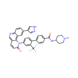 CN1CCC(NC(=O)c2ccc(-c3ccc(-n4c(=O)ccc5cnc6ccc(-c7cn[nH]c7)cc6c54)cc3C(F)(F)F)cc2)CC1 ZINC000072175746