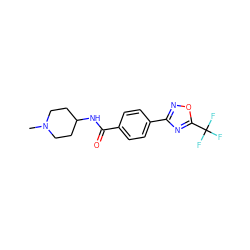 CN1CCC(NC(=O)c2ccc(-c3noc(C(F)(F)F)n3)cc2)CC1 ZINC000142891152